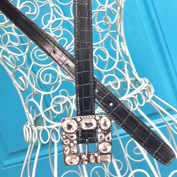 Genuine Leather Belt Crystal Buckle Thin Belt Real Alligator Leather Belt L main image 5